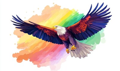 Obraz premium Eagle colorful rainbow white background