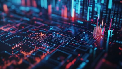 Obraz premium Abstract Digital Circuitry: A Futuristic Techscape