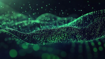 Abstract Green Digital Waveforms