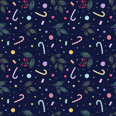 A New Year's pattern for packaging or a New Year's background. A bright Christmas pattern. Vector illustration