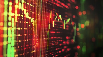 Obraz premium Abstract Stock Market Data Visualization: Red and Green Lights Representing Financial Growth and Decline
