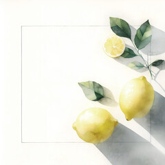 Modern Watercolor Lemons with Space for Text – Printable Kitchen or Greeting Card Illustration