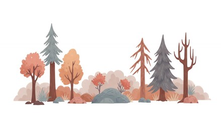Autumn forest watercolor illustration