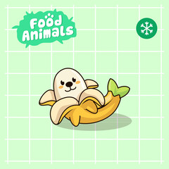 seal banana cartoon mascot logo character
