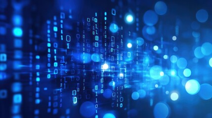 Obraz premium Abstract Digital Matrix: Binary Code Flowing Through Cyberspace