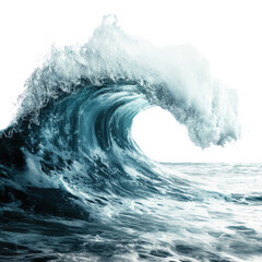 Dynamic ocean wave crashing on the shore.