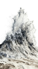 Dynamic ocean wave crashing with frothy spray.