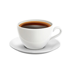 Hot black coffee in a white cup