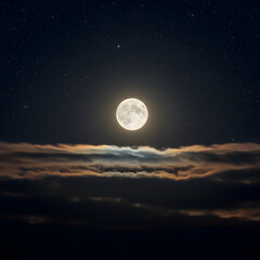 Obraz premium Stunning Full Moon Night Sky: 4K Wallpaper