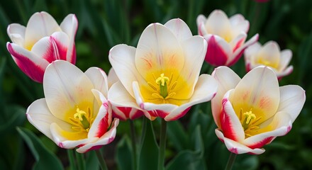 Fototapeta premium White Tulip with Red Edge