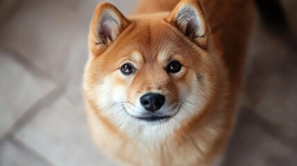 Adorable Shiba Inu Portrait: A Close-Up Look at a Friendly Canine Companion