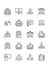 set of meeting icons, conference, interview