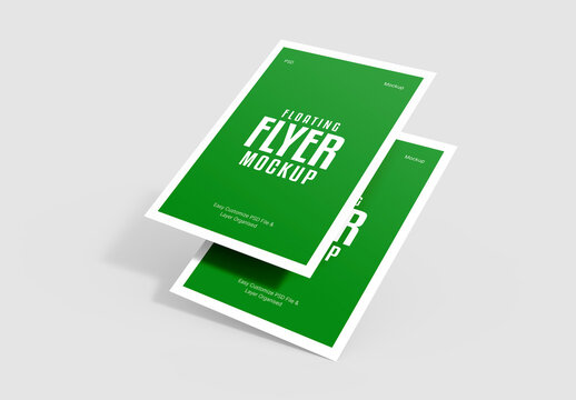 Floating A4 Flyer Mockup