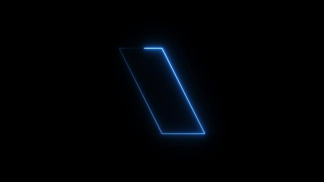 Glowing neon blue color square frame animation.
