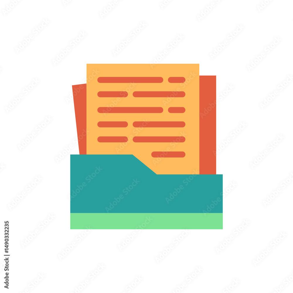 Poster organized documentation stack presented in a simplified flat design concept visual