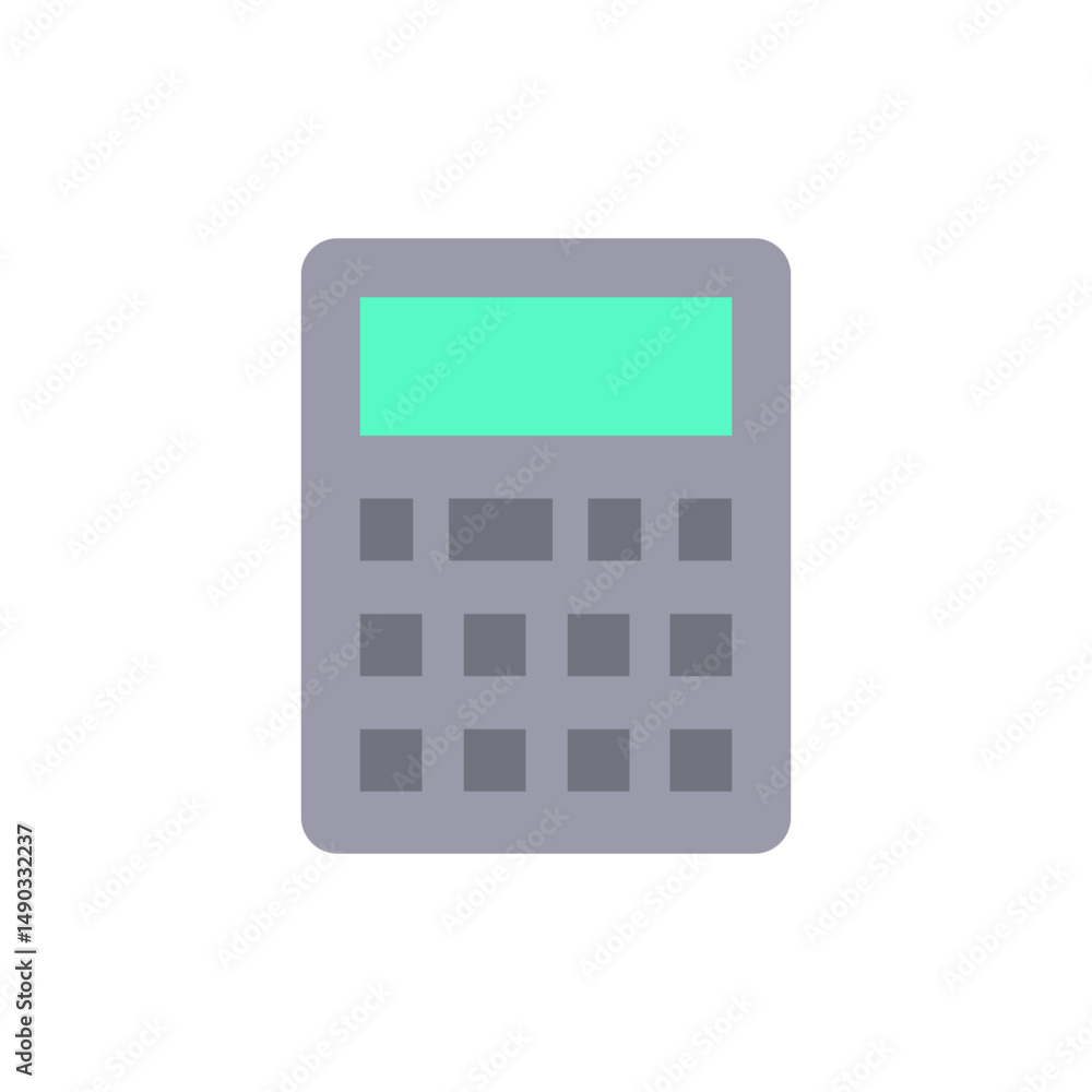 Poster stylized calculator illustration with simple geometric shapes calculation device
