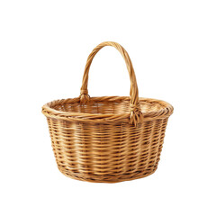 Obraz premium this image showcases a woven basket centered against a black backdrop. the basket is crafted from natural material and features a rounded base that tapers slightly upward to form its container shape