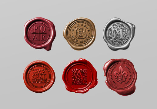 Wax Seal Mockup Set &ndash; 6 Isolated Stamps