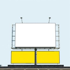 A transparent background with a blank billboard mockup display and an empty advertising poster