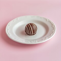 Chocolate Truffle Delight: Minimalist Dessert on Pink