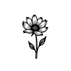 Minimalist flower illustration with delicate linework and subtle shading effects
