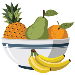 Mixed fruit dish icon isolated vector illustration on white background
