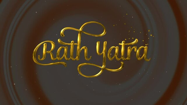 Words rath yatra in gold. Suitable for festive designs, Indian culture themes, religious events, invitations, banners, cards, and social media.