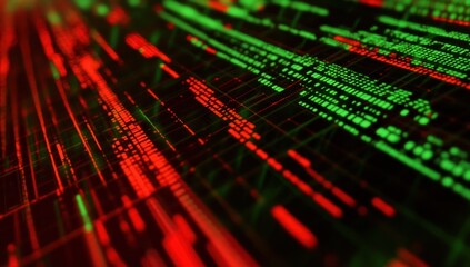 Abstract Digital Matrix: Red and Green Code Stream