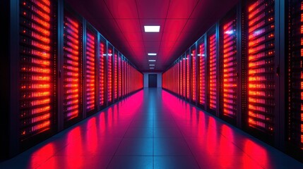 Illuminated Server Room: A Digital Landscape