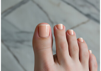 Naklejka premium Closeup painted toenails french manicure