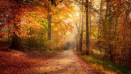 Obraz premium autumn landscape path in a mixed forest
