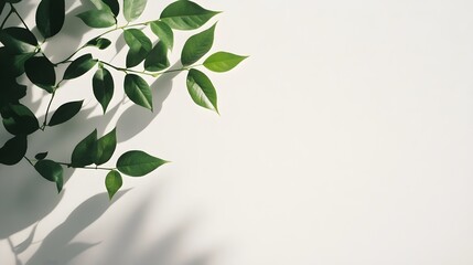 Soft plant shadows on a white wall