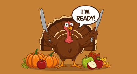 Naklejka premium A cheerful collection of Thanksgiving graphics featuring turkeys, autumn leaves, and playful characters.