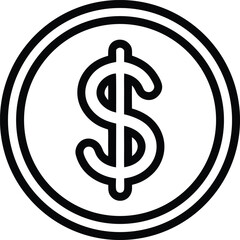 Dollar Sign Icon Outline Vector Illustration