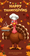 Fototapeta premium Whimsical autumn elements like pumpkins, leaves, and turkeys bring Thanksgiving vibes to life.