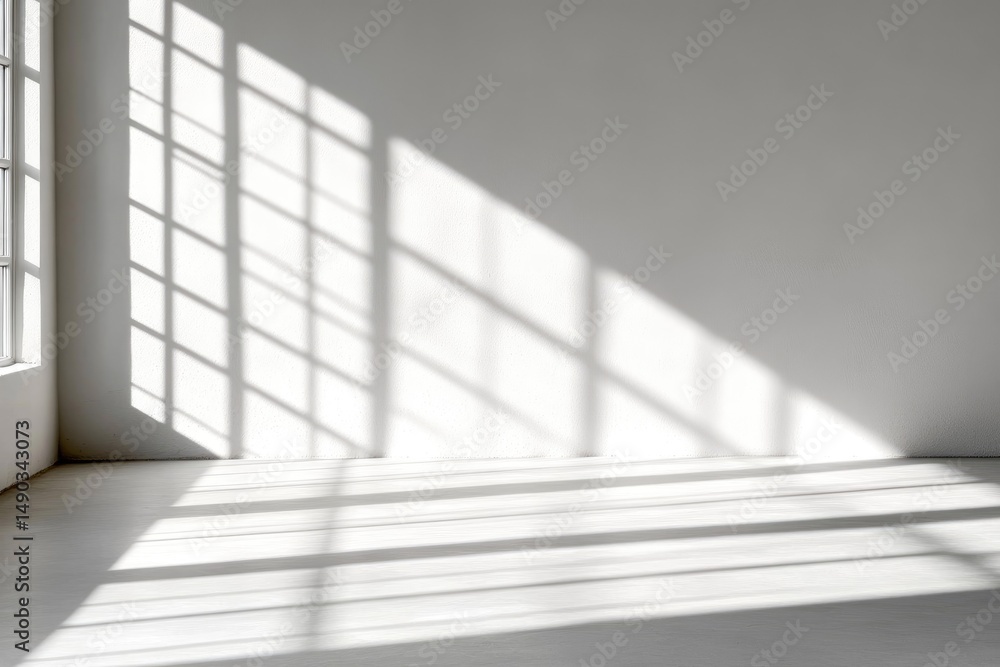 Poster sunlight and shadow play in empty room interior design architecture minimalist background
