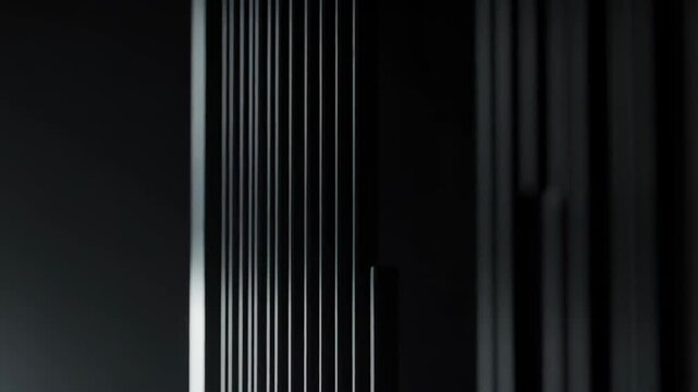 Dark and mysterious architectural abstract featuring vertical lines and minimalistic design with black and white color palette for stylish backdrops