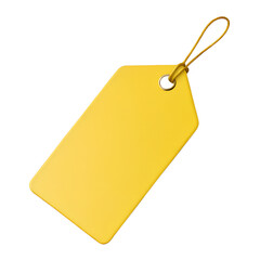 Yellow blank price tag 3d render icon isolated on transparent background