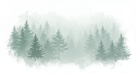 Misty forest illustration background