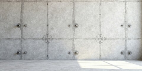 Fototapeta premium Modern minimalist concrete wall interior design background featuring a textured surface and subtle lighting