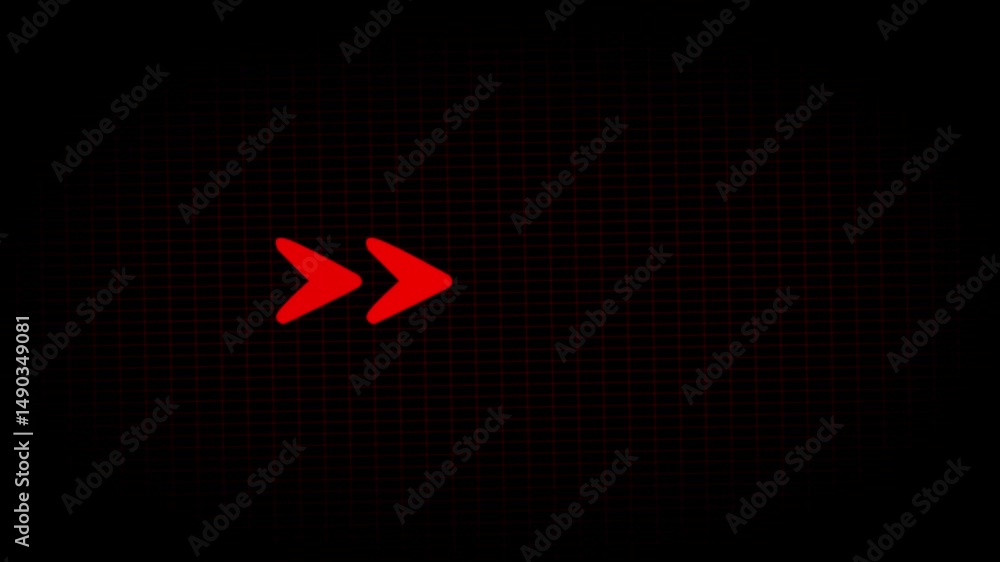 Poster glowing neon pink color right side arrow loop animation direction concept arrow icon arrow icon conc