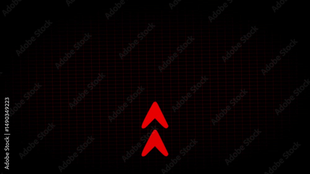 Fototapete arrow icon swipe up animation black background. up directional arrow loop animation.. the arrow smoo