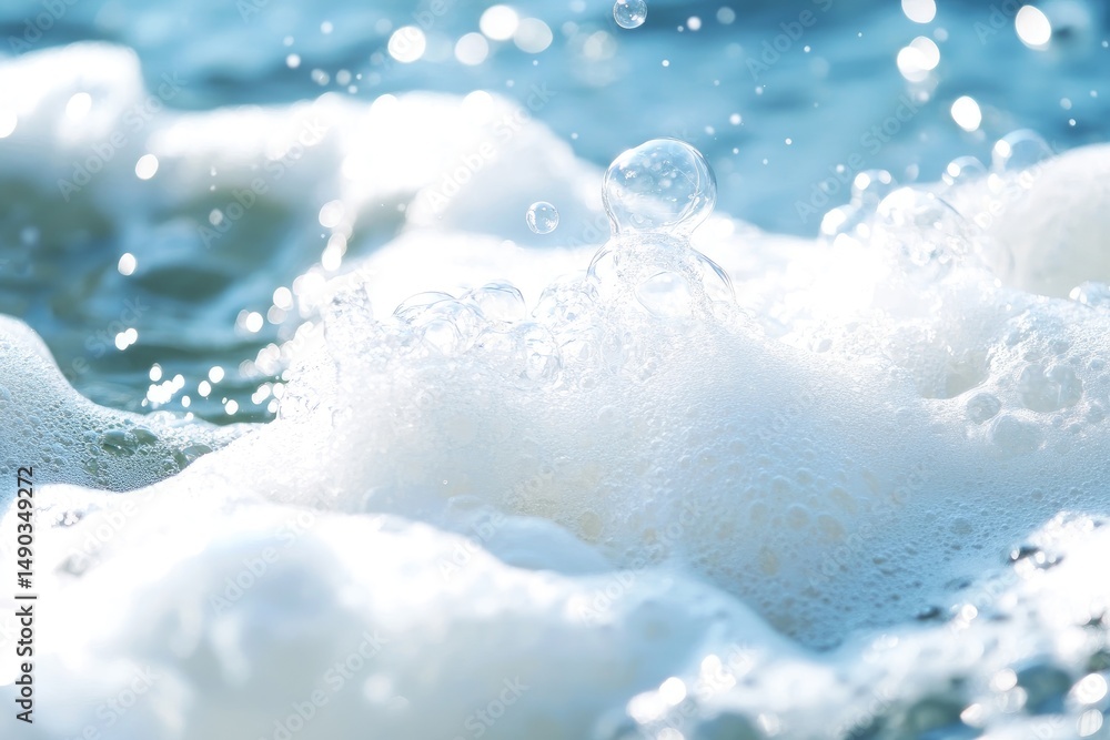 Poster water splash and foam abstract texture background macro close up