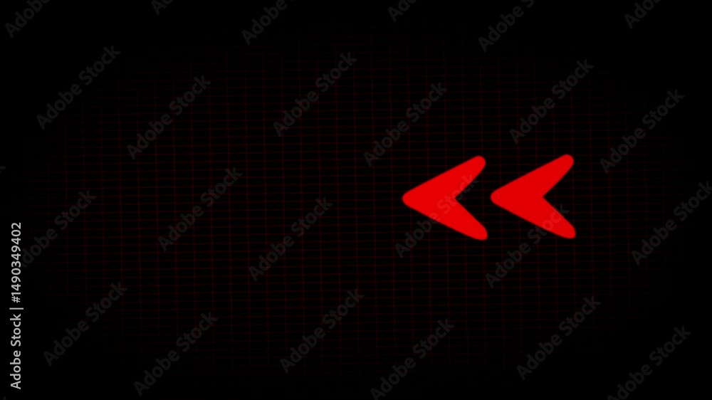 Poster abstract beautiful red neon left side directional arrow icon , arrow loop animation left direction c