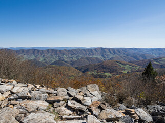 Panoramic mountain range view from Spruce Knob West Virginia overlook