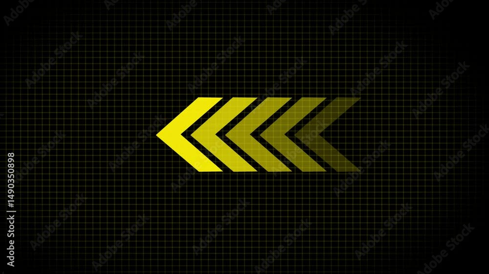 Poster Digital arrow loading icon animation on black background., Animated glowing direction arrows for the overlay video layer. swipe up animation.