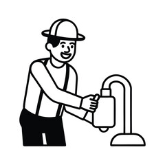 Community Worker Installing Clean Water Systems