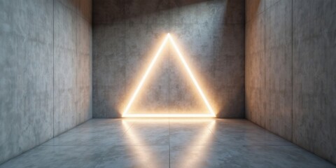 Illuminated Triangle in a Concrete Room Modern Architectural Design Element