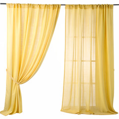 Yellow curtains isolated on white background