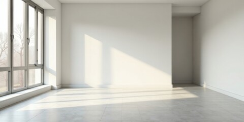 Sunlit Empty Room with Large Window and Neutral Walls Ideal for Interior Design Presentation